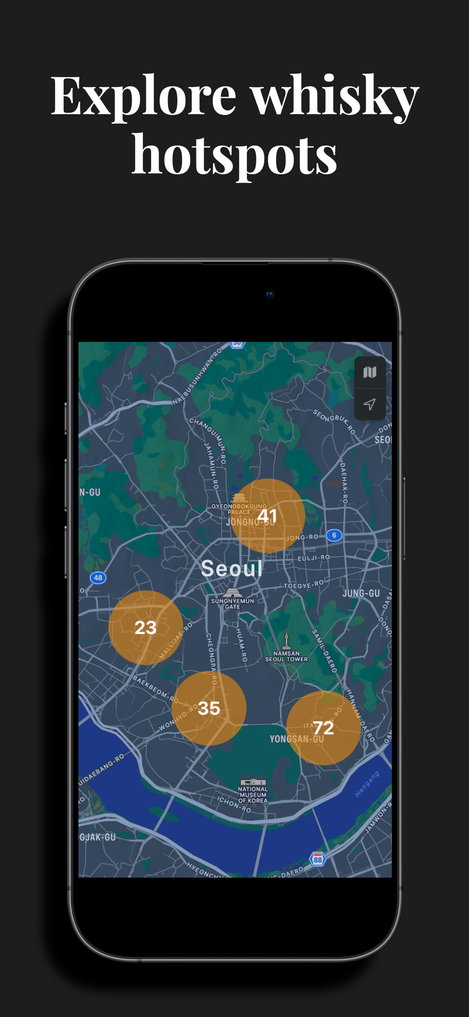 Explore whisky hotspots on the WhiskyPin map